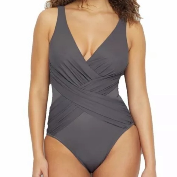 MIRACLESUIT Crossover Mesh One Piece Swimsuit - Picture 1 of 6